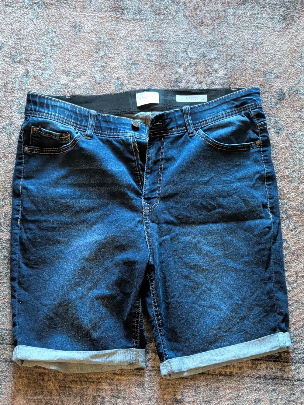 Angels Dark Blue Denim Bermuda Jean Shorts for Women